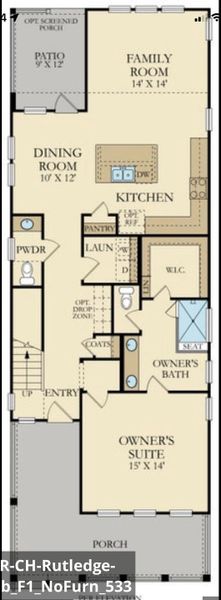 2D floor plan layout of this home in Sweetgrass at Summers Corner, Summerville, SC (Image 2).