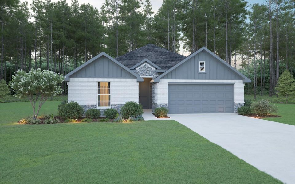 Front exterior of a new home in , Rosharon, TX, highlighting curb appeal (Image 1). Front exterior of a new home in , Rosharon, TX, highlighting curb appeal (Image 1).