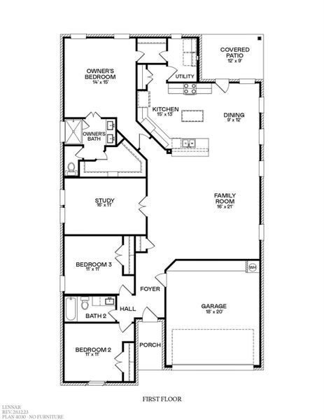 2D floor plan layout of this home in Oakberry Trails, Waller, TX (Image 2).