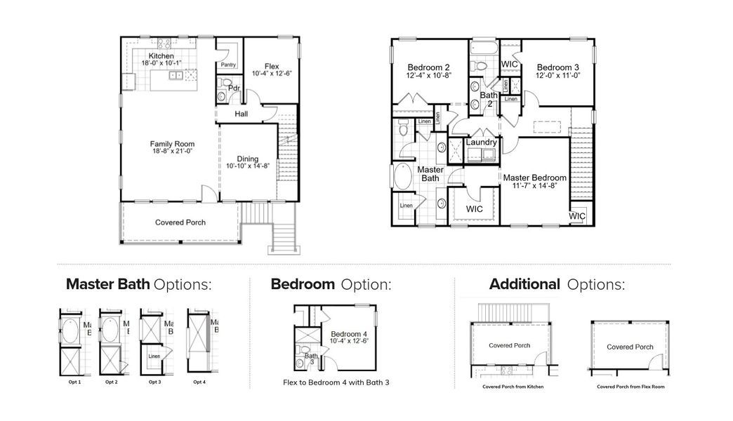 2D floor plan layout for the Davis by Hunter Quinn Homes in Charleston County Homes, North Charleston, SC (Image 3).