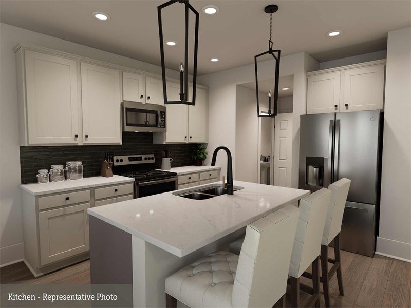 Representative furnished interior of a home built from the The Grady by David Weekley Homes in Double Creek Crossing Townhomes, Round Rock (Image 4). Representative furnished interior of a home built from the The Grady by David Weekley Homes in Double Creek Crossing Townhomes, Round Rock (Image 4).