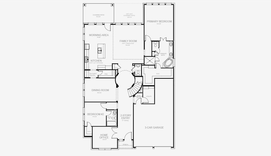 2D floor plan layout for the 3299W by Perry Homes in Devonshire 55', Forney, TX (Image 4). 2D floor plan layout for the 3299W by Perry Homes in Devonshire 55', Forney, TX (Image 4).