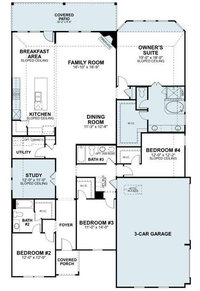 2D floor plan layout of this home in Sorella, Tomball, TX (Image 4).