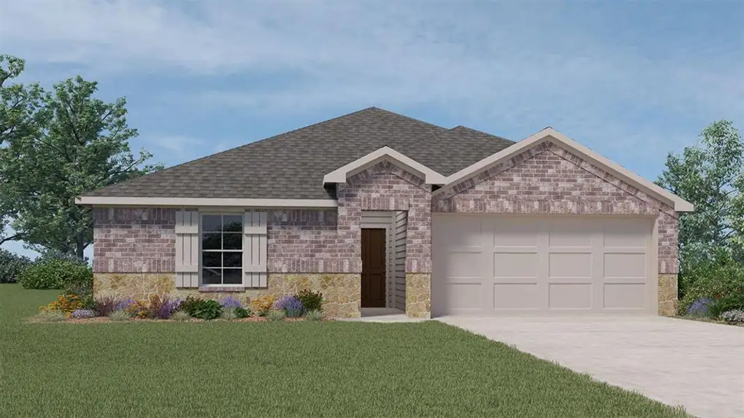 Front exterior of a new home in Stonewyck Farms, Ennis, TX, highlighting curb appeal (Image 8).