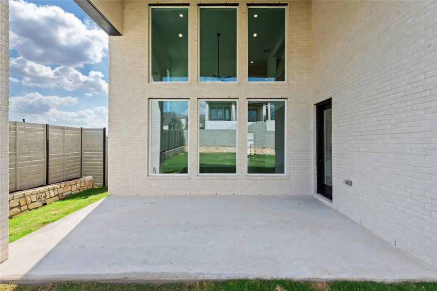 Exterior details and patio area of a home in Wolf Ranch - 55', Georgetown (Image 3). Exterior details and patio area of a home in Wolf Ranch - 55', Georgetown (Image 3).