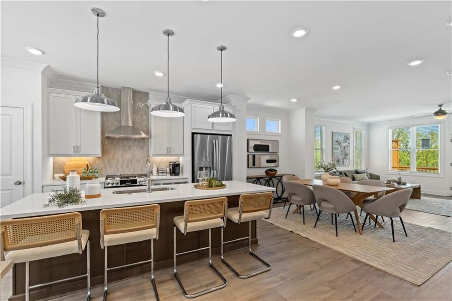 Furnished interior view inside a new home in Palisades Townhomes, Cumming (Image 7). Furnished interior view inside a new home in Palisades Townhomes, Cumming (Image 7).