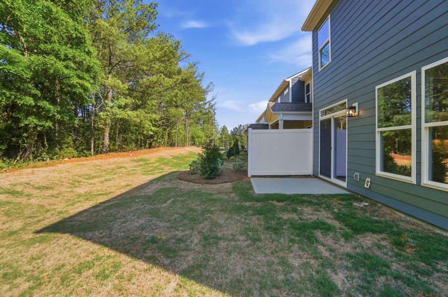 Exterior details and patio area of a home in Blythe Mill Townhomes, Waxhaw (Image 22).