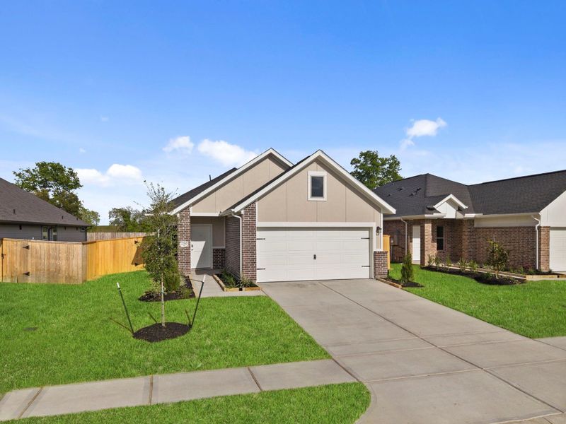 Front exterior of a new home in Laurel Landing, Alvin, TX, highlighting curb appeal (Image 19).
