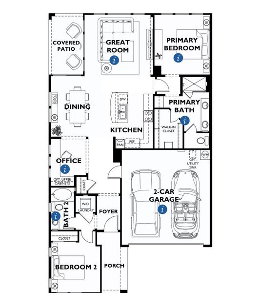 2D floor plan layout of this home in Trilogy® at Wickenburg Ranch, Wickenburg, AZ (Image 5).