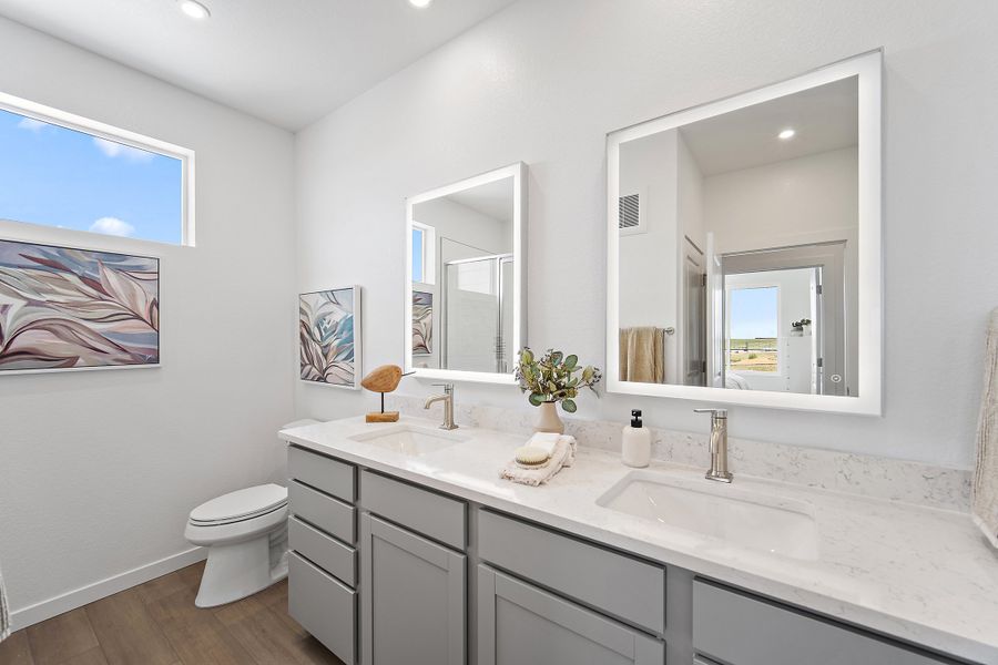 Furnished interior view inside a new home in Lyric at RidgeGate Condos, Lone Tree (Image 18).
