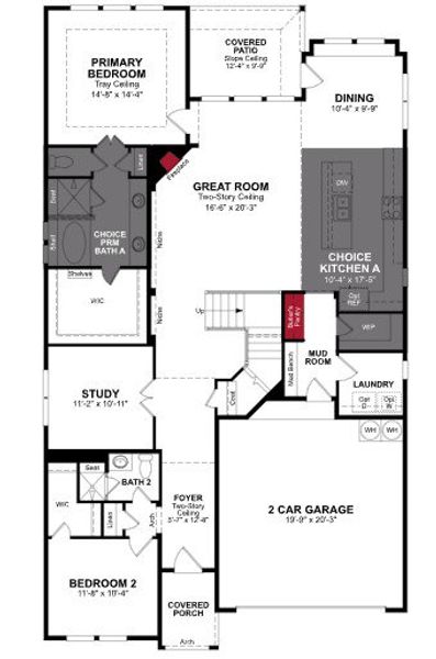 2D floor plan layout of this home in Whitewing Trails, Princeton, TX (Image 2).