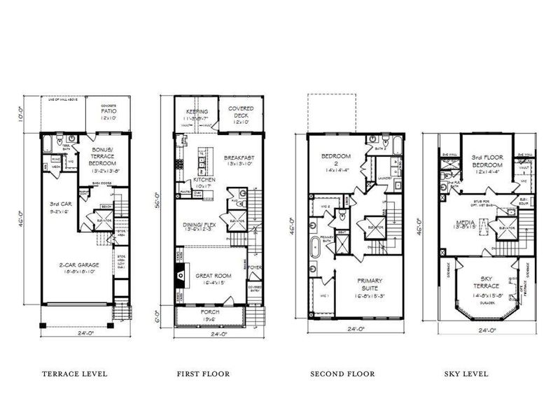 2D floor plan layout of this home in Laurel View, Suwanee, GA (Image 4).