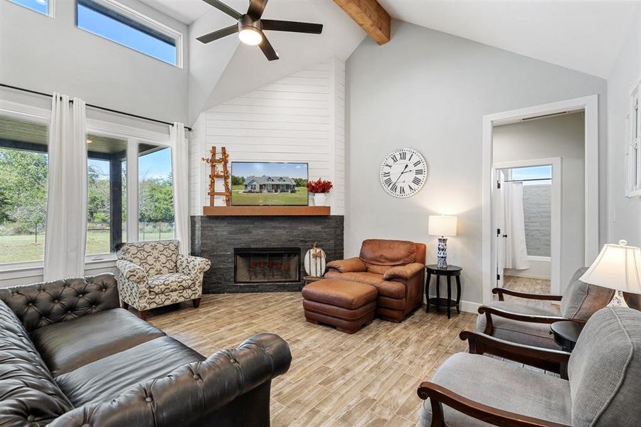 Living room,beamed ceiling