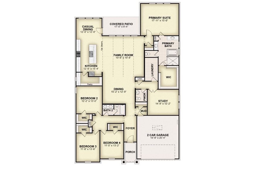 2D floor plan layout for the Diana 70 FT by Rockwell Homes in Nelson Lake Estates, Rockwall, TX (Image 3).