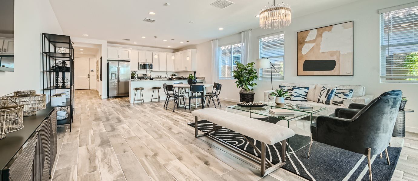 Furnished great room overlooking the kitchen