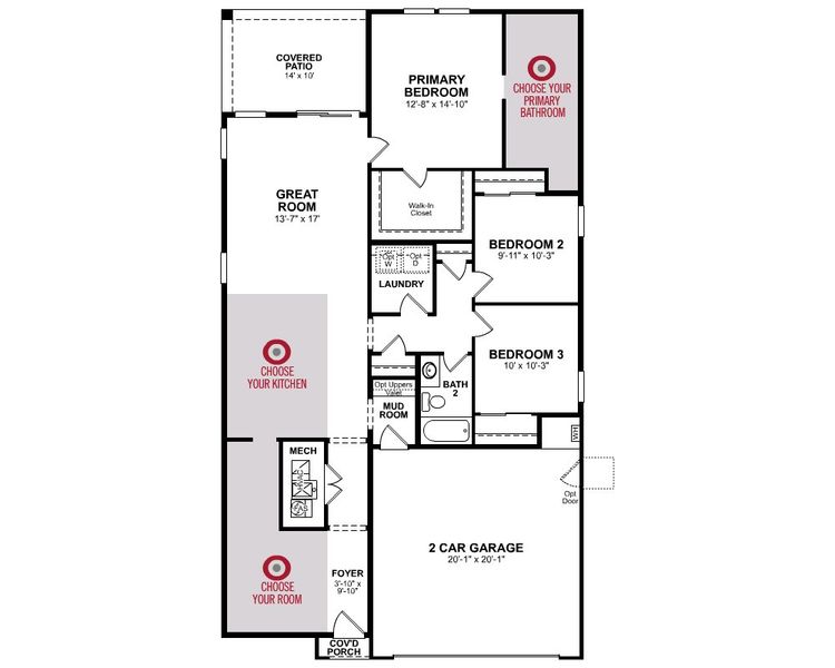 2D floor plan layout of this home in Willows at Bella Vista Farms, San Tan Valley, AZ (Image 5).
