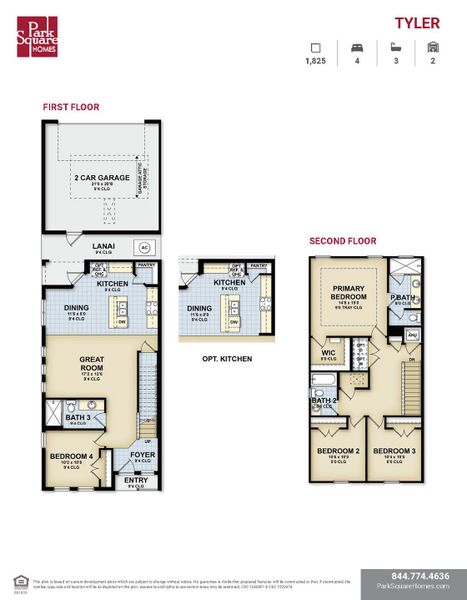 2D floor plan layout for the Tyler by Park Square Residential in The Residences at Emerson Park, Apopka, FL (Image 4).