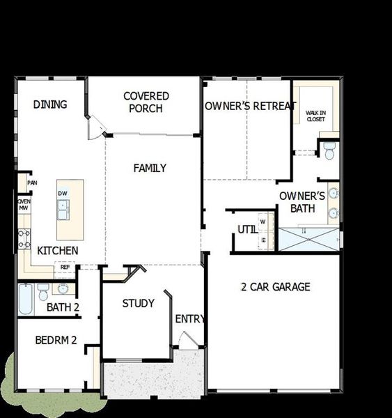 2D floor plan layout of this home in Elements at Viridian - Garden Series, Arlington, TX (Image 2). 2D floor plan layout of this home in Elements at Viridian - Garden Series, Arlington, TX (Image 2).