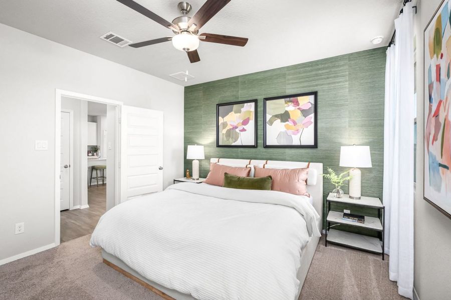 Representative furnished interior of a home built from the Hunters Ranch 2595 by Brohn Homes in Hunters Ranch, San Antonio (Image 9).