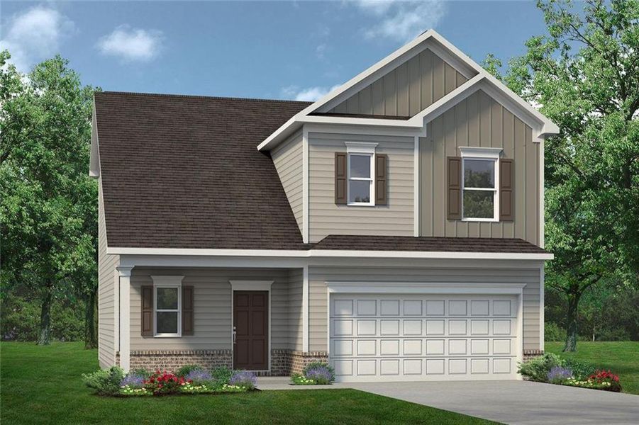 Front exterior of a new home in Varnell Preserve, Dalton, GA, highlighting curb appeal (Image 1). Front exterior of a new home in Varnell Preserve, Dalton, GA, highlighting curb appeal (Image 1).