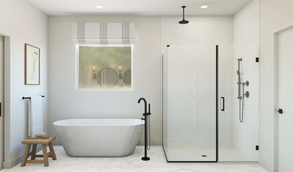 Serene primary bath (*Artist rendering used for illustration purposes only.)