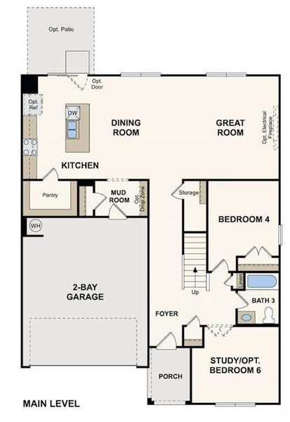 2D floor plan layout of this home in Oak Grove Glen, Snellville, GA (Image 4).