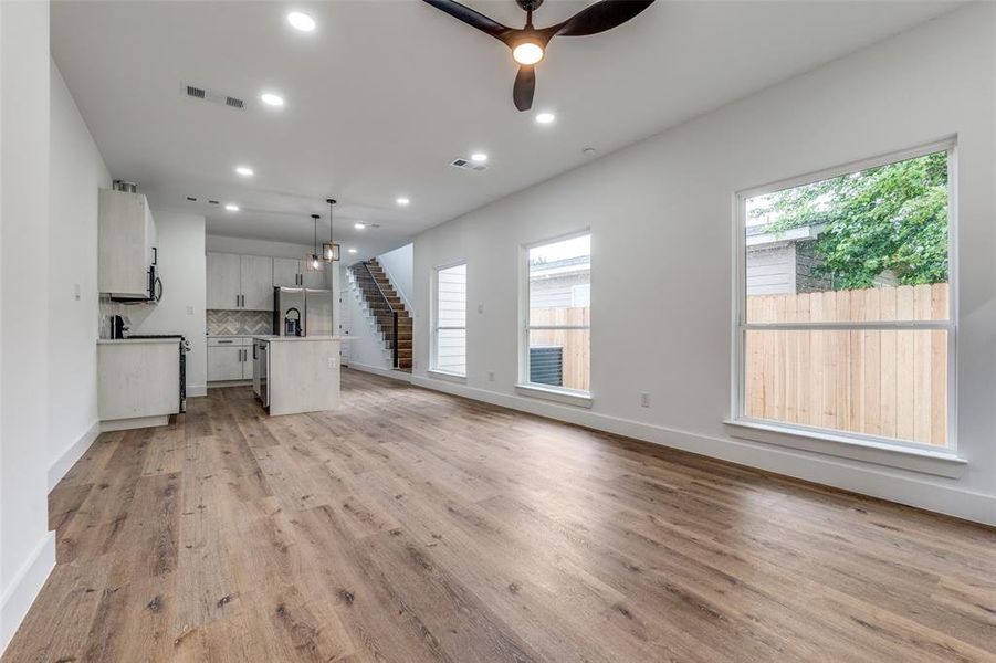 Living room with ample windows