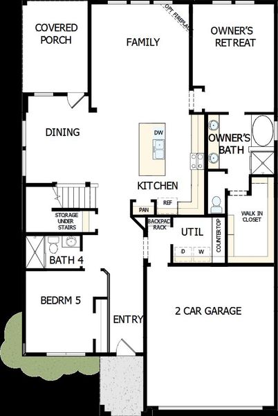 2D floor plan layout of this home in The Preserve at Five Oaks, Lebanon, TN (Image 5).