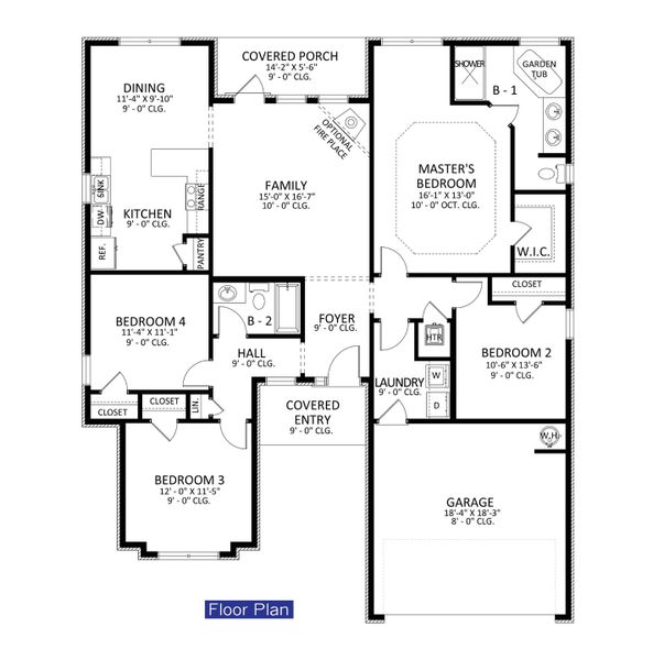 2D floor plan layout for the 1710 by Adams Homes in Blossom Grove, Milton, FL (Image 3).