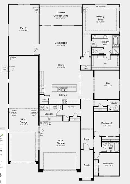2D floor plan layout for the Overland by Taylor Morrison in Combs Ranch Journey Collection, San Tan Valley, AZ (Image 4).