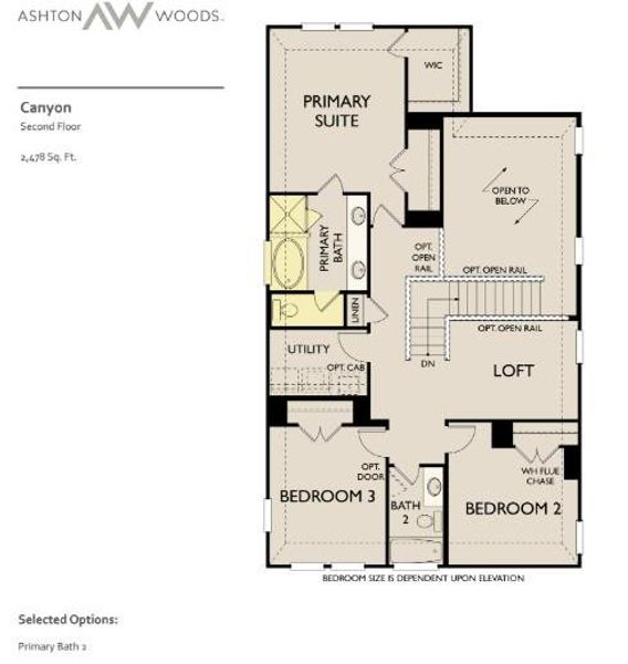 2D floor plan layout of this home in The Cottages at La Cima, San Marcos, TX (Image 3).