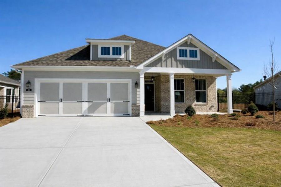 Front exterior of a new home in , Hiram, GA, highlighting curb appeal (Image 22).