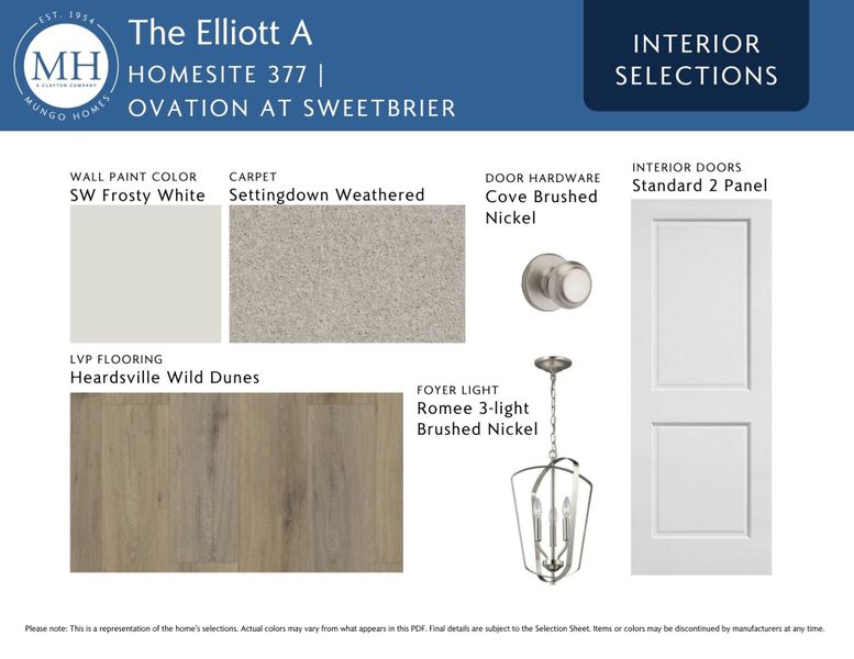 Sample of building materials used in homes in Ovation at Sweetbrier, Durham (Image 5).