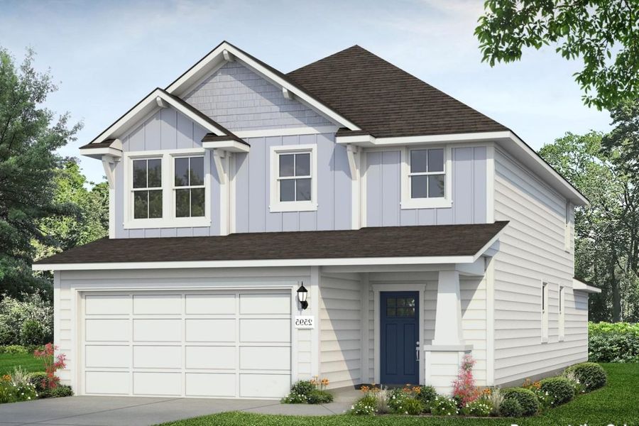 Front exterior of a new home in Heritage Mill, Hutto, TX, highlighting curb appeal (Image 1). Front exterior of a new home in Heritage Mill, Hutto, TX, highlighting curb appeal (Image 1).
