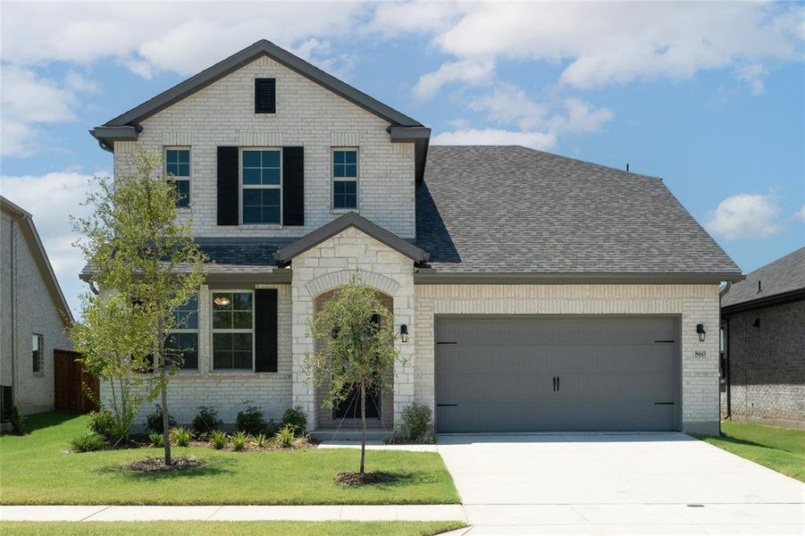 Front exterior of a new home in Lake Pointe: Lake Pointe at Paloma Creek, Little Elm, TX, highlighting curb appeal (Image 1).