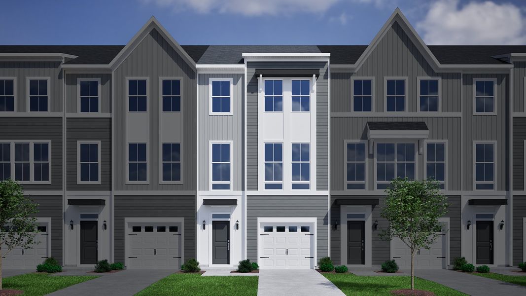Representative exterior photo of a completed home built from the Corabell 3-Story 1-Car Garage - Vanguard Collection by Mungo Homes in Vista at Cane Bay, Summerville, SC (Image 5).