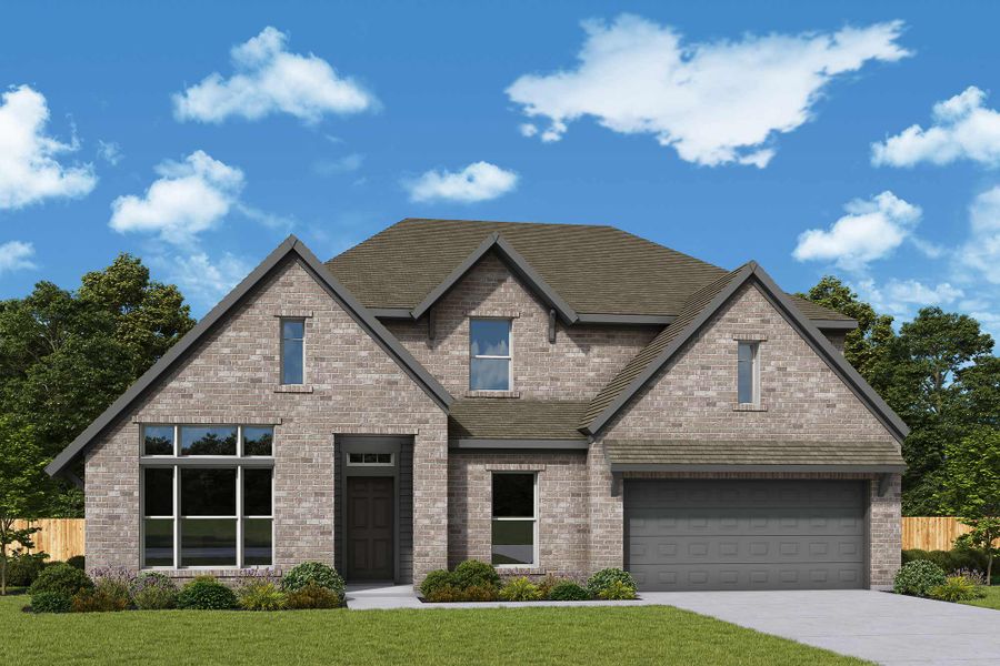 Representative exterior photo of a completed home built from the The Baltimore by David Weekley Homes in Sundance Cove Lakeside - Overlook View Collection, Crosby, TX (Image 18).
