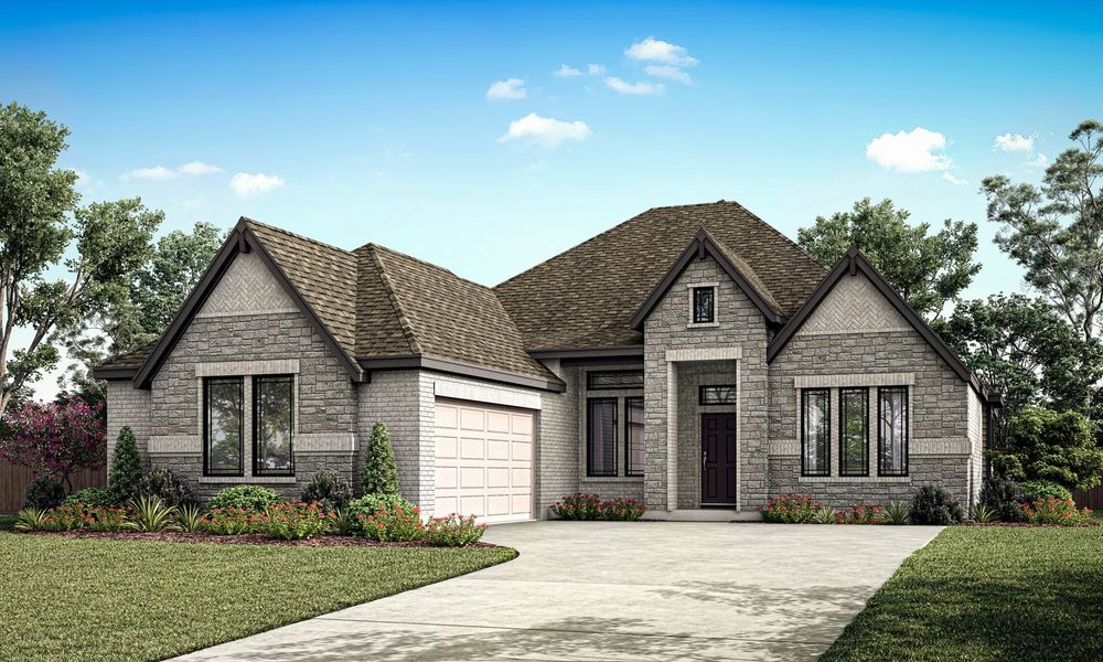 Representative exterior photo of a completed home built from the San Martino II by Pacesetter Homes in Park Hills, Rockwall, TX (Image 17).