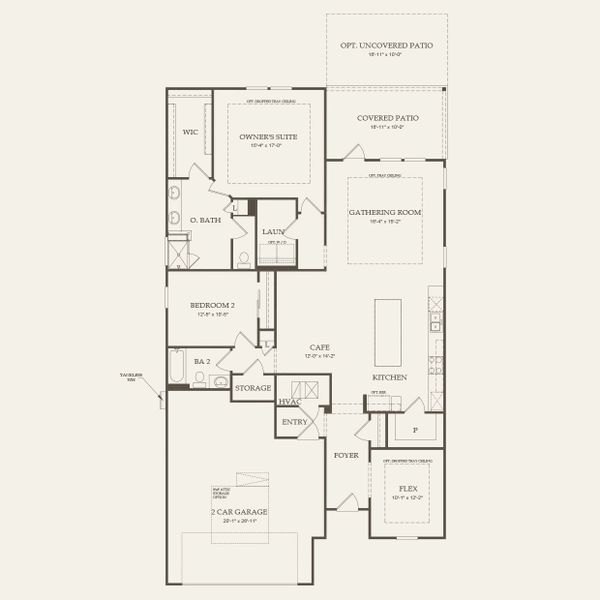 2D floor plan layout for the Mainstay by Pulte Homes in The Haven at Riverlights, Wilmington, NC (Image 3).