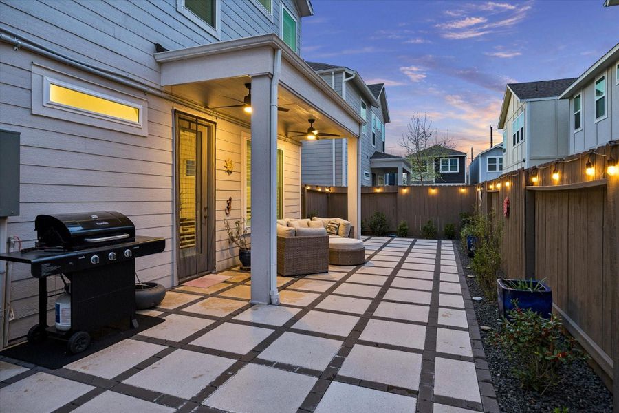 Exterior details and patio area of a home in Spring Brook Village - Luxe Series, Houston (Image 21).