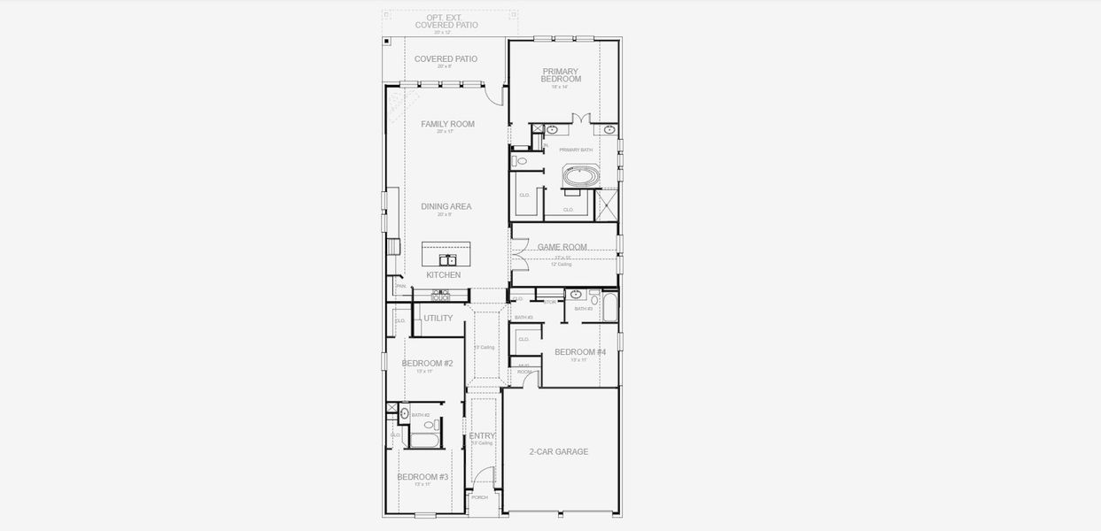 2D floor plan layout for the 2545W by Perry Homes in Briggs Ranch 50', San Antonio, TX (Image 5). 2D floor plan layout for the 2545W by Perry Homes in Briggs Ranch 50', San Antonio, TX (Image 5).