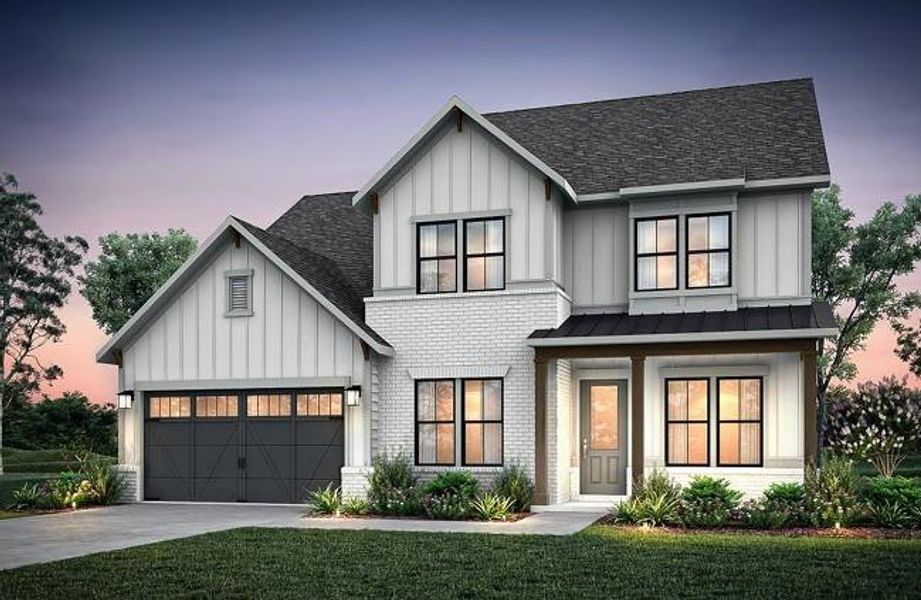 Front exterior of a new home in Silverwood, Cumming, GA, highlighting curb appeal (Image 1).