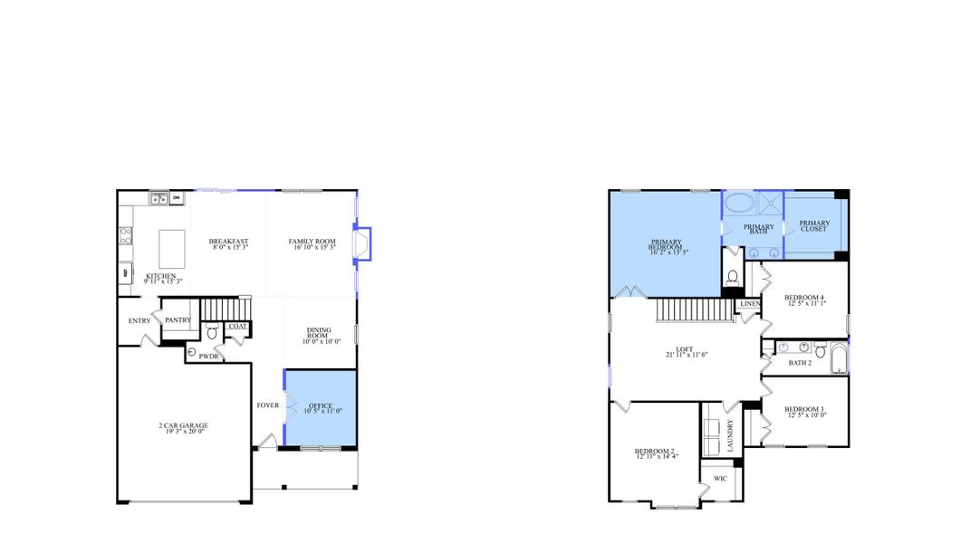 2D floor plan layout of this home in Oakley Pointe, Moncks Corner, SC (Image 2). 2D floor plan layout of this home in Oakley Pointe, Moncks Corner, SC (Image 2).