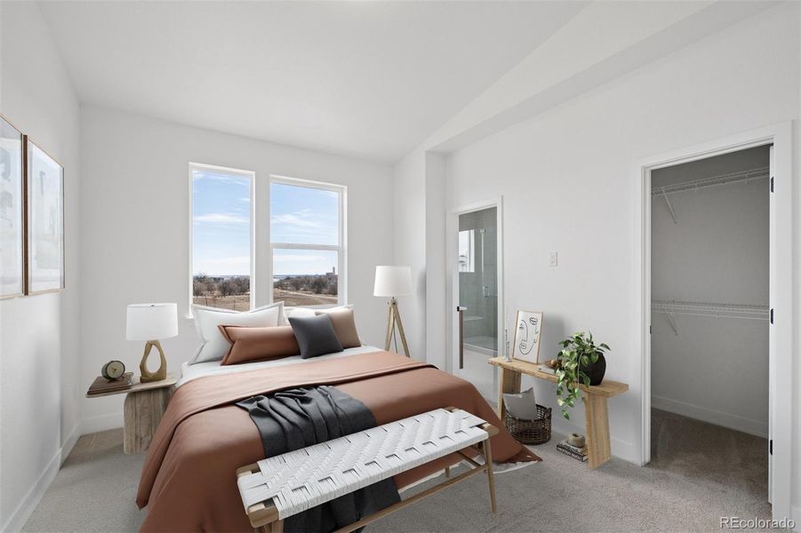 Primary bedroom virtually staged.