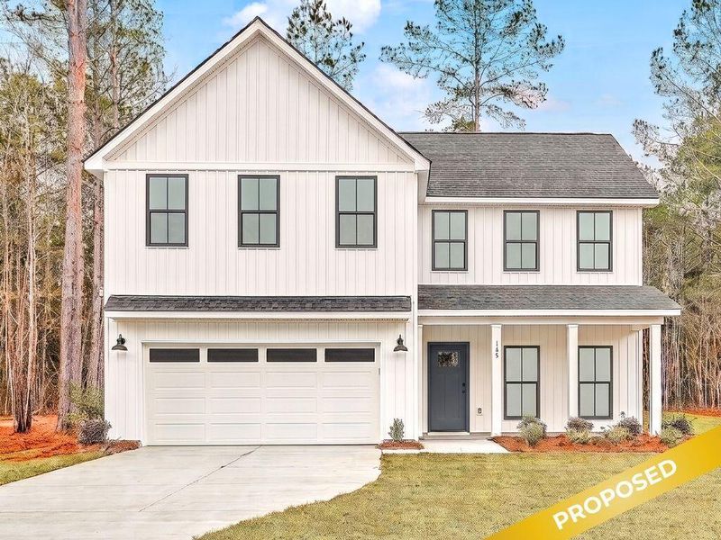 Front exterior of a new home in , Harleyville, SC, highlighting curb appeal (Image 1). Front exterior of a new home in , Harleyville, SC, highlighting curb appeal (Image 1).