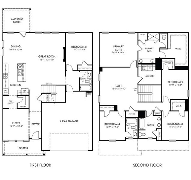 2D floor plan layout for the Johnson by Meritage Homes in Vines at Mill Creek - Estate Series, Braselton, GA (Image 3).
