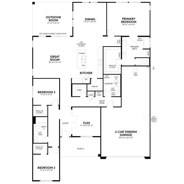 2D floor plan layout for the Agave by Brookfield Residential in Mariposa at Blossom Rock, Apache Junction, AZ (Image 3).