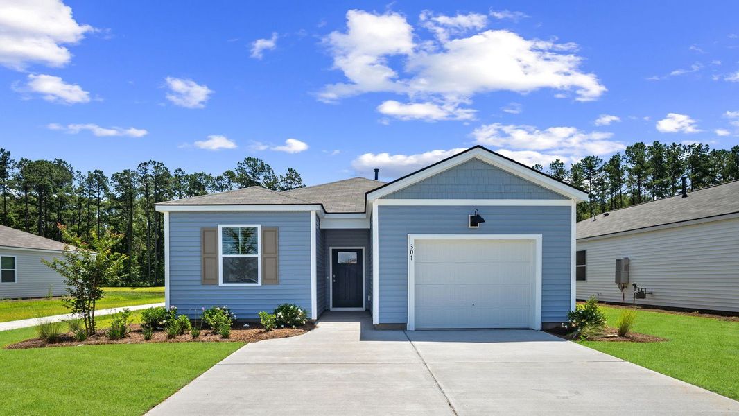 Front exterior of a new home in The Retreat at East Argent, Ridgeland, SC, highlighting curb appeal (Image 1). Front exterior of a new home in The Retreat at East Argent, Ridgeland, SC, highlighting curb appeal (Image 1).