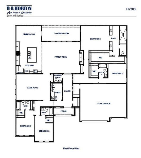 2D floor plan layout of this home in Butlers Bend Estates, Pinehurst, TX (Image 5).