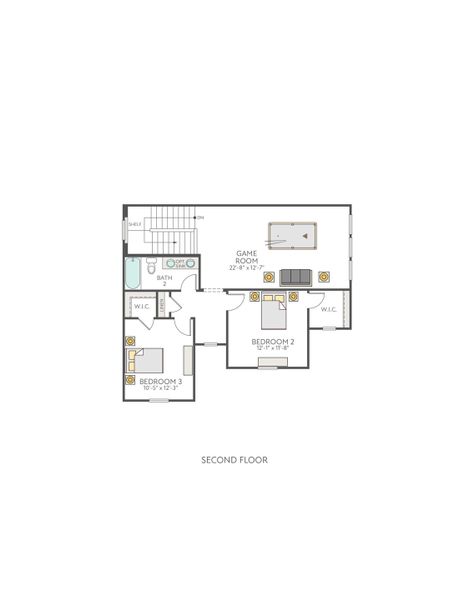 2D floor plan layout of this home in Arbor Collection at Heritage, Dripping Springs, TX (Image 3).